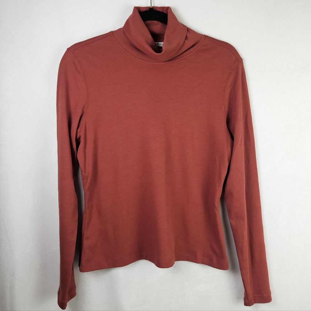 Peruvian Connection Terracotta Long Sleeve Turtle Neck Pima Cotton Small